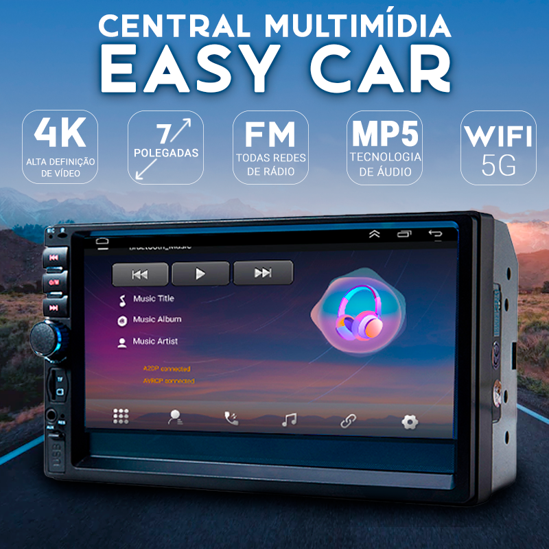 Central Multimídia Universal 7 Polegadas Wifi Gps Mp5 Bluetooth - EasyCar Rainha Store